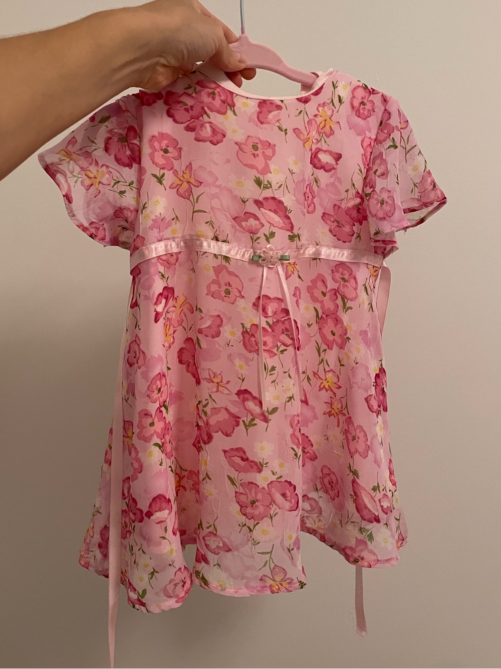 Vintage Floral pink baby dress